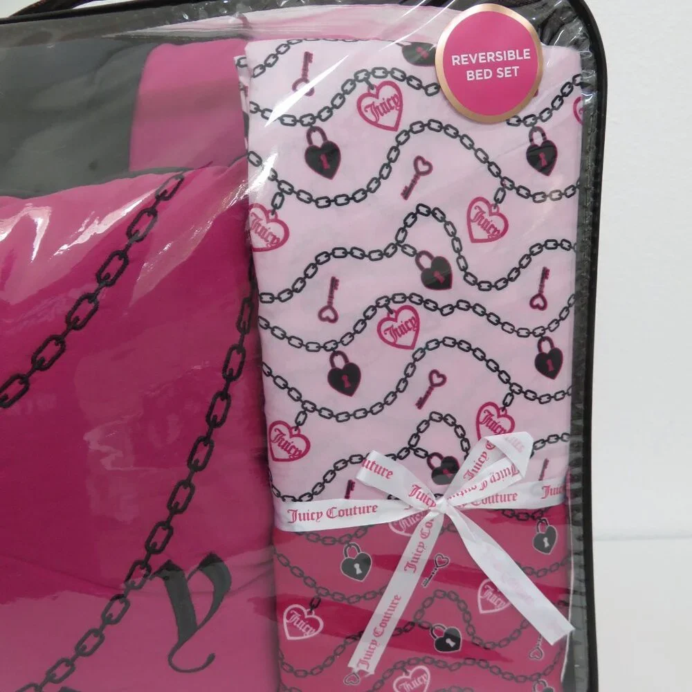 Juicy couture Pink & Black Reversible queen 8-piece comforter Bedding sets
